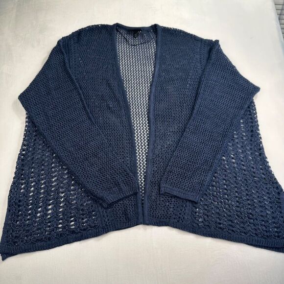 Lane Bryant Knit Navy Blue Cardigan Sweater Swim cover resort wear 26 / 28 - Picture 1 of 14